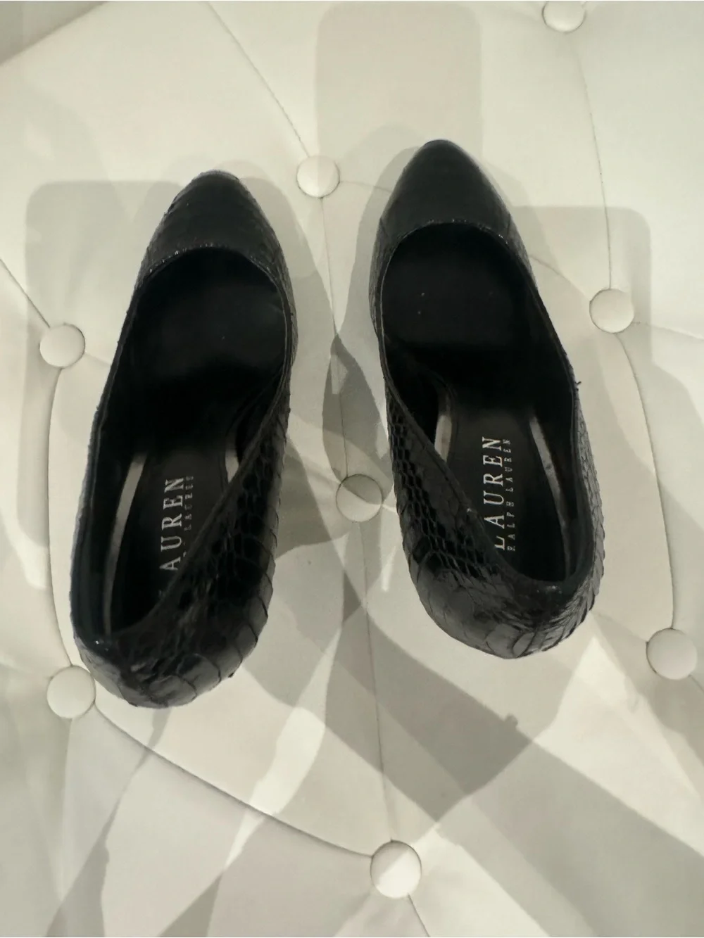 Lauren Ralph Lauren Black Snake-Embossed Stiletto Pumps